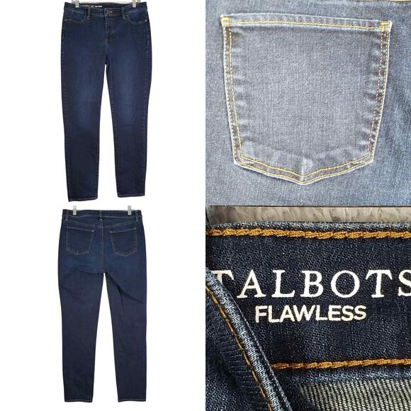Talbots Jeans Womens Flawless Slim Ankle Blue Size 10 Dark Wash Stretch Mid Rise - Picture 1 of 9